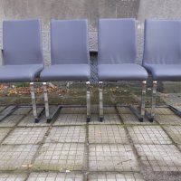 Четери броя страхотни модерни трапезни стола -еко кожа метал, снимка 3 - Столове - 35064385