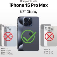 Калъф за iPhone 15 Pro Max (6,7”), съвместим с Magsafe, удароустойчив, полупрозрачен/бял, снимка 2 - Калъфи, кейсове - 44263560
