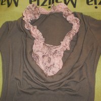 Дамска блуза трико и дантела, размер М, снимка 6 - Блузи с дълъг ръкав и пуловери - 37890730