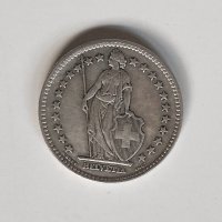2 франка Швейцария 1943, сребро, снимка 2 - Нумизматика и бонистика - 42356015
