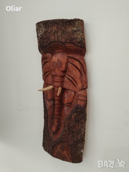 Дърворезба глава на слон. , снимка 1