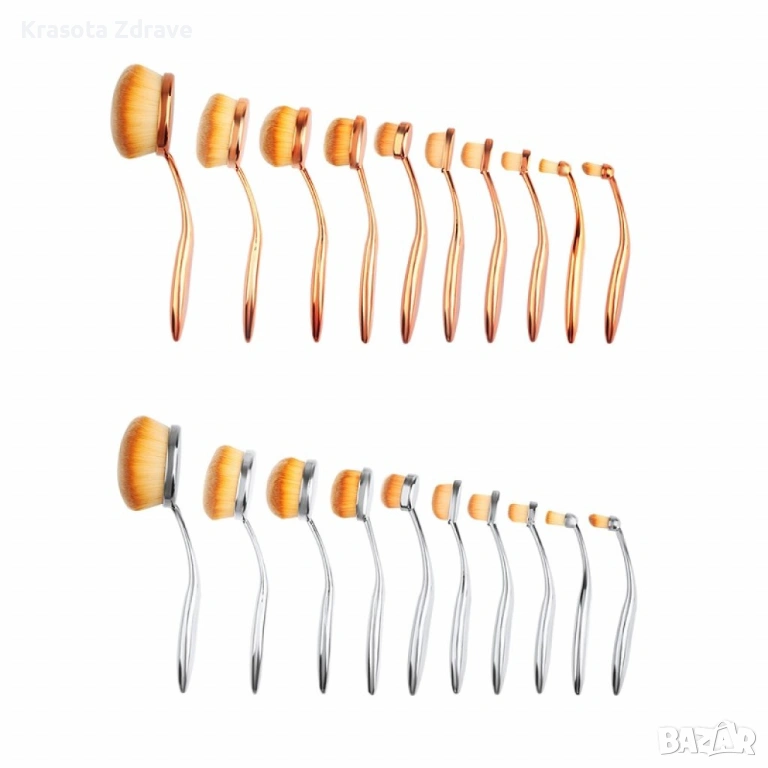 Овални четки за грим 10 броя Шенжен Aishangmei Козметика , снимка 1