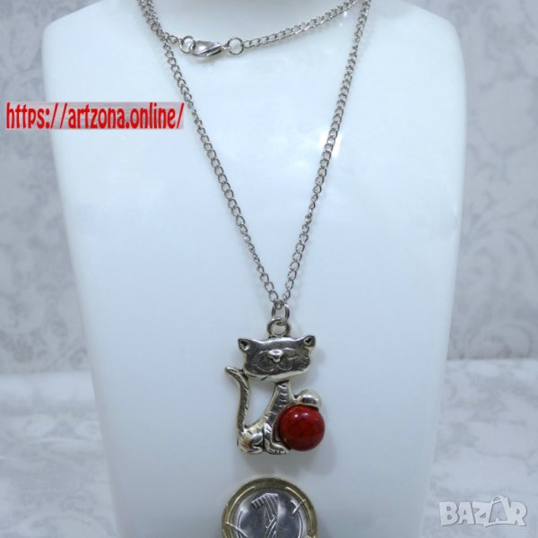 ⚜️ Медальон със син камък и верижка №3134, снимка 1