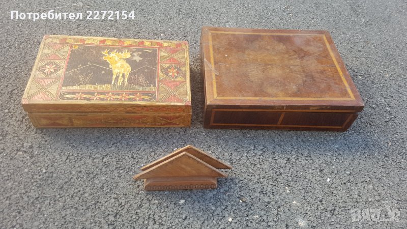 Дървена кутия 2бр и салфетник, снимка 1