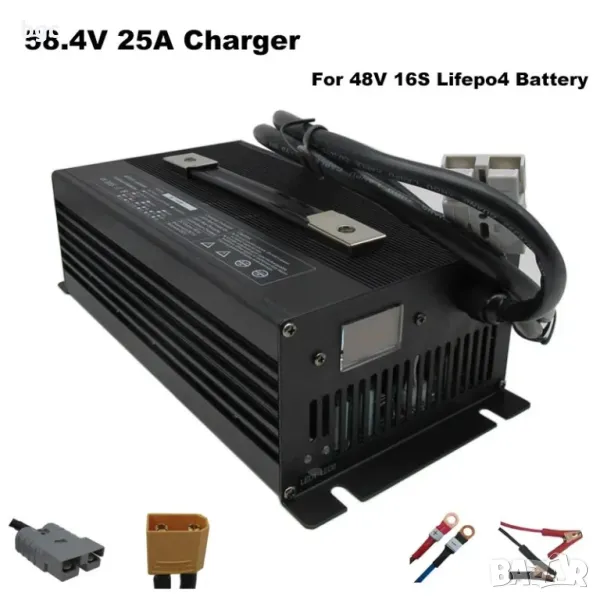 1500W 48V 25A LIFEPO4 LI-iON Зарядна Станция 48V ЛИФЕПО4 ЛИ-ЙОН LTO LFP Зареждачка за Батерии, снимка 1