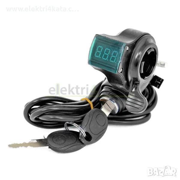 Акселератор (палец) за газта 12V-72V с индикатор и контактен ключ, снимка 1