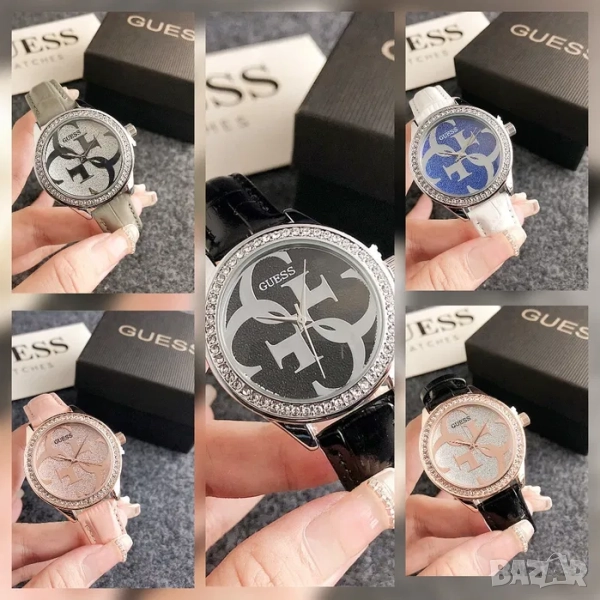 Дамски ръчен часовник Guess с кожена верижка, снимка 1