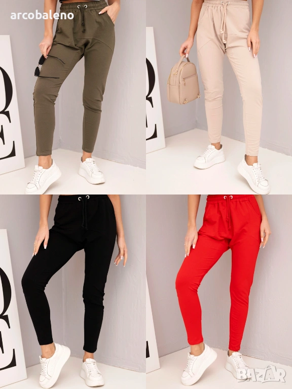 Дамски панталони с ластик и връзки, 4цвята , снимка 1