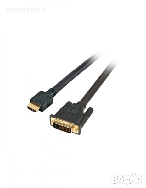 Кабел DVI към HDMI 2м VCom SS001229 Черен, Cable DVI 24+1 to HDMI Full HD M/M, снимка 1
