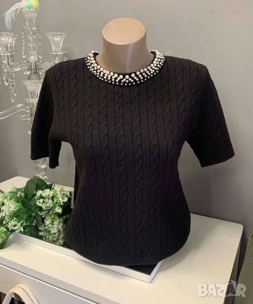 ⭐️Дамски блузи от машинно плетиво с красиви перли около деколтето   , снимка 1