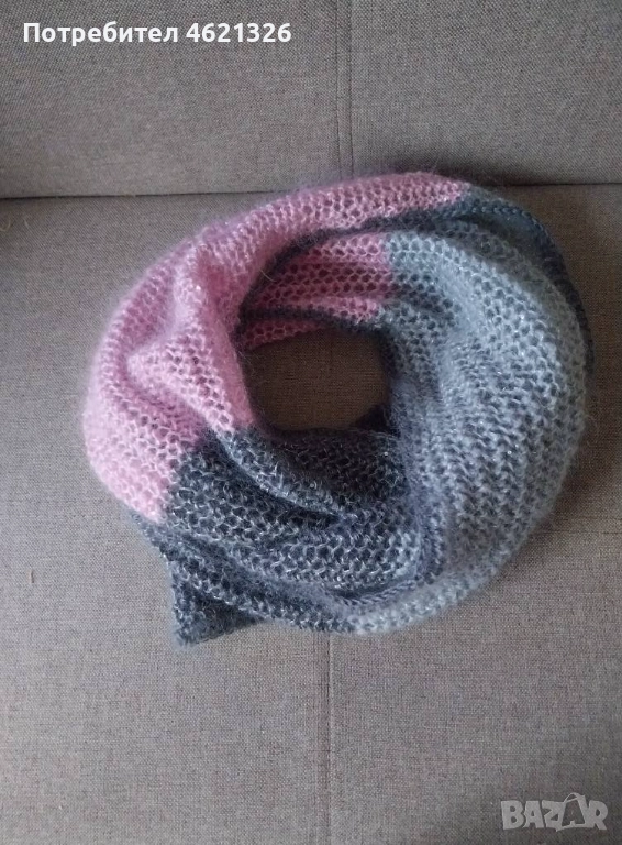 Шал, ажурен, ръчно плетиво, 3 цвята, мохер, пайети, мек и топъл, с подарък огледалце, снимка 1