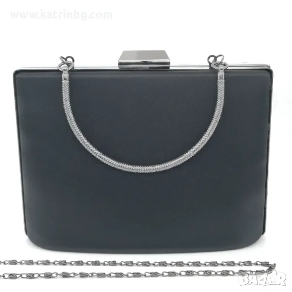 Чанта клъч в черно твърда с дръжка за ръка, снимка 1