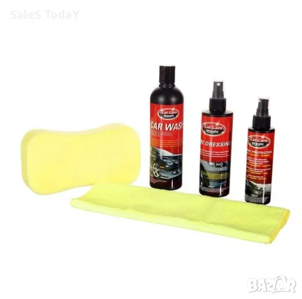 Комплект за почистване на автомобил в калъфче, 5 ч., снимка 1