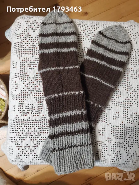 Ръчно плетени мъжки чорапи от вълна. Размер 44, снимка 1