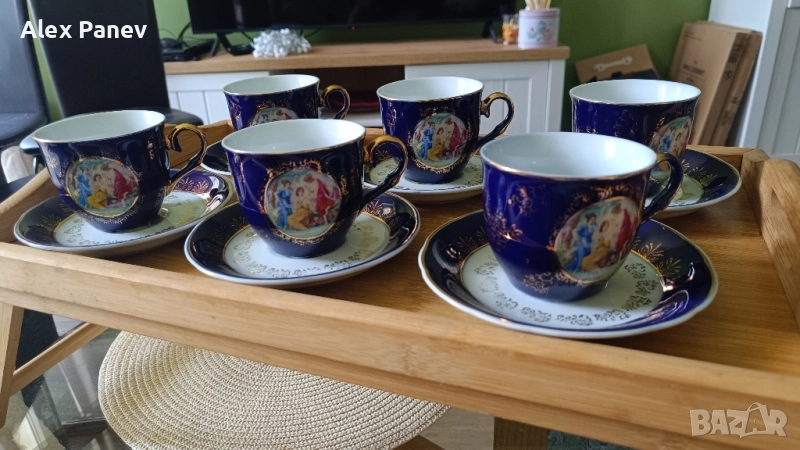 Винтидж порцеланов сервиз за кафе - 6 чашки + 6 чиниики , снимка 1