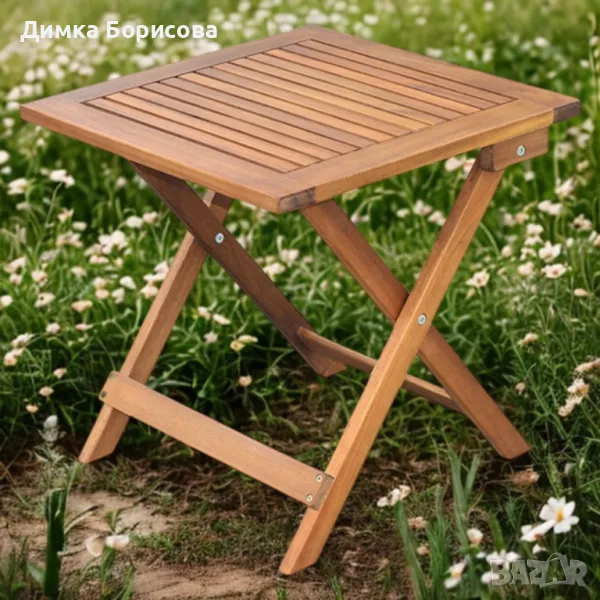 Маса сгъваема Muhler Meranti - 50x50xH68cm, дърво, снимка 1