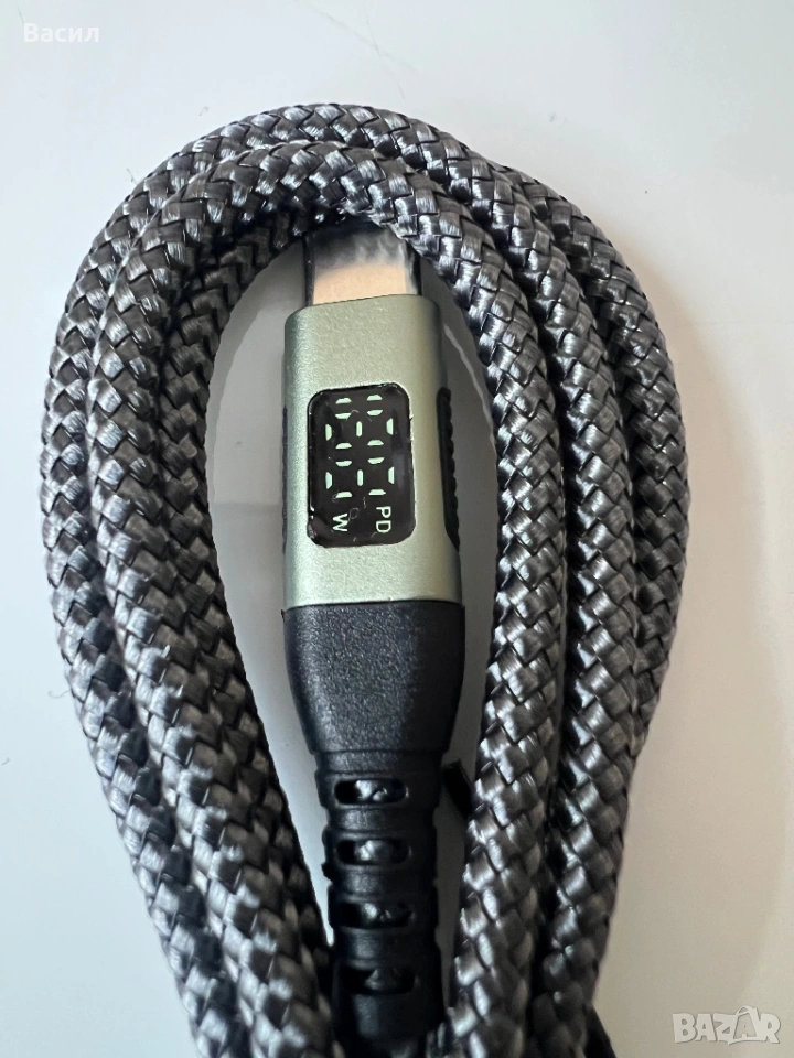USB-C към USB-C кабел 100 W PD + LED дисплей, снимка 1