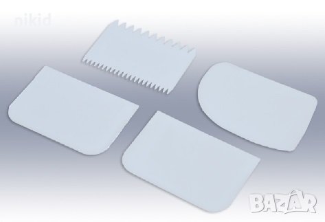 4 вида декорираща заглаждаща текстурна шпатула пластмасова за измазване декориране на торта крем, снимка 1