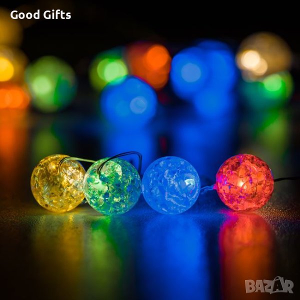 Коледни лампички Кристални топки, 2.20м, Многоцветни, снимка 1