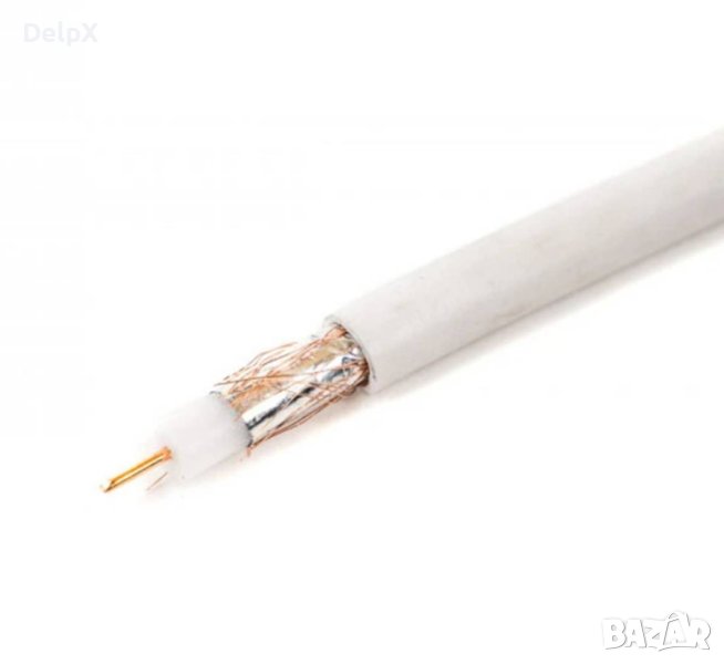 Коаксиален кабел RG6-U, меден екран, бял, 75ohm, Ф6,5mm, Cu, снимка 1