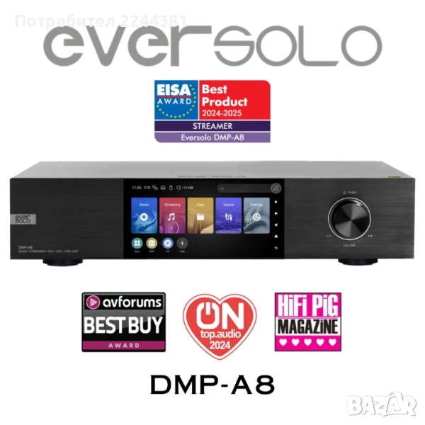 Стример EverSolo DMP-A8 /Music streamer Preamp, DAC and CD Player/, снимка 1