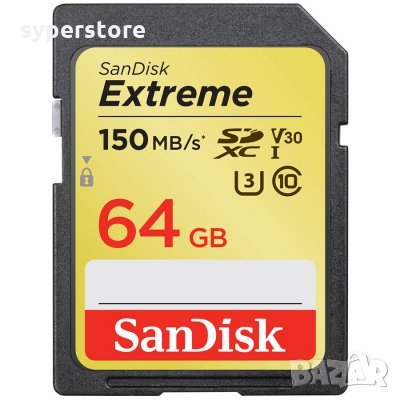 ФЛАШ КАРТА 64GB SANDISK SDSDXV6-064G-GNCIN, Extreme SDXC 64GB - 150MB/s V30 UHS-I U3, снимка 1