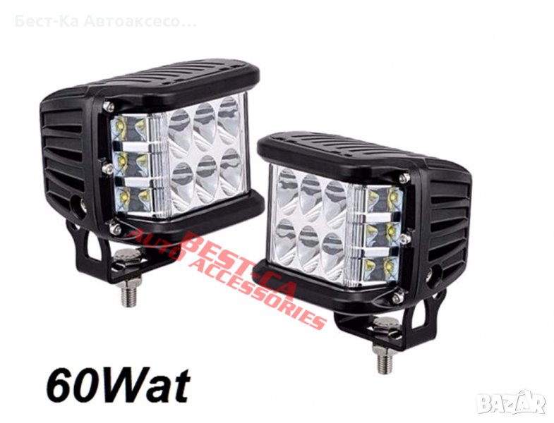 Комплект 2 броя халоген - Led bar лампа лед бар - 60 W10 см. подходящ за: джип, лодка, бус, кола, мо, снимка 1