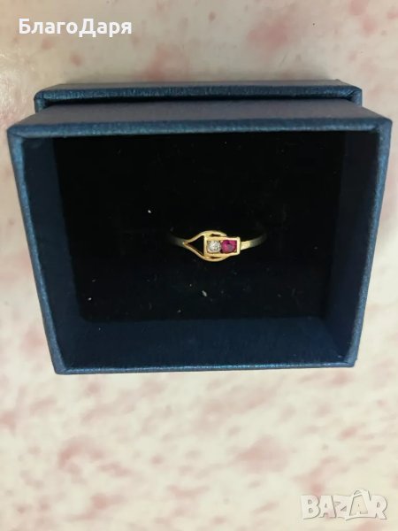 златен пръстен с рубин, снимка 1