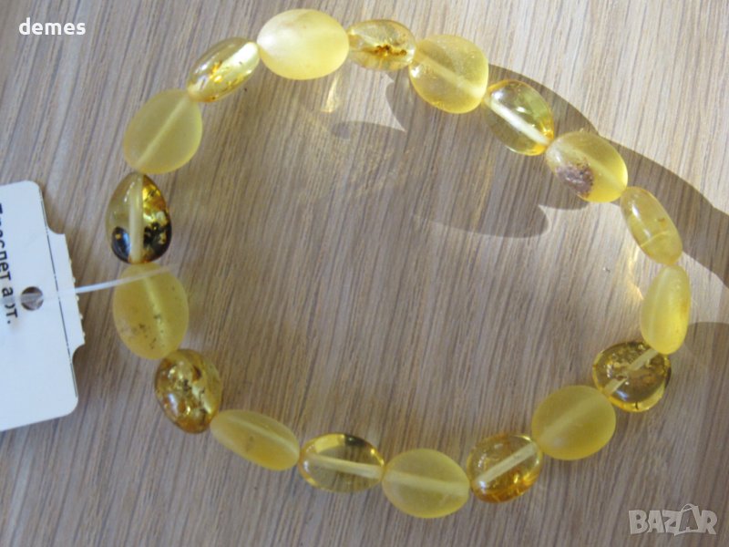 Ластична гривна от първокласен балтийски кехлибар, снимка 1