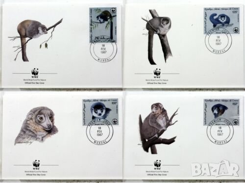 Коморски о-ви 1987 - 4 броя FDC Комплектна серия - WWF, снимка 1