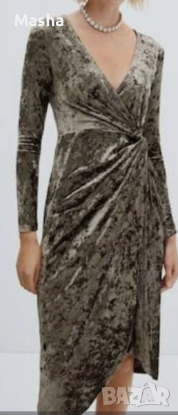 вечерна коктейлна рокля кадифена рокля от Mango размер M, снимка 1