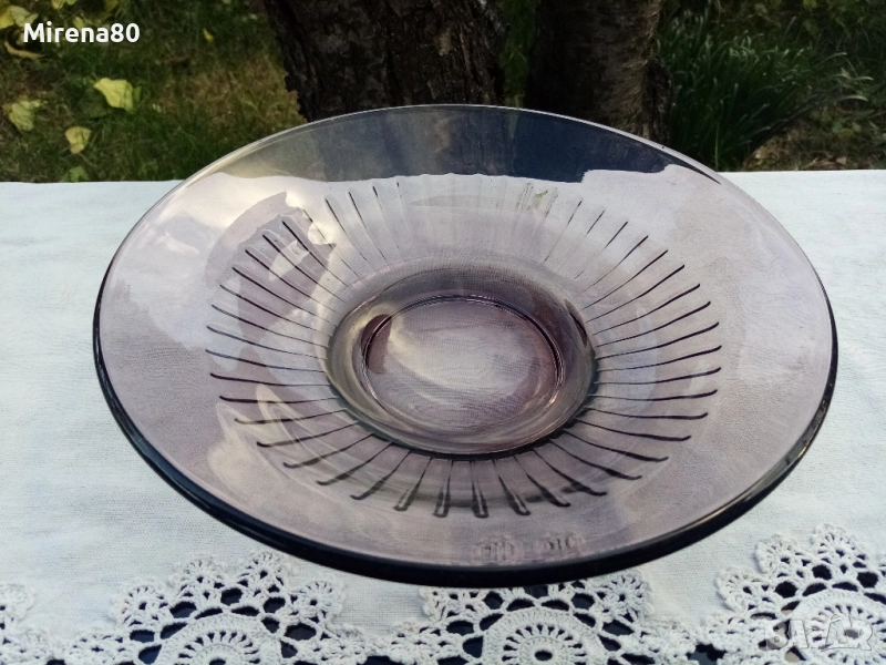 Българска фруктиера лилаво стъкло , снимка 1