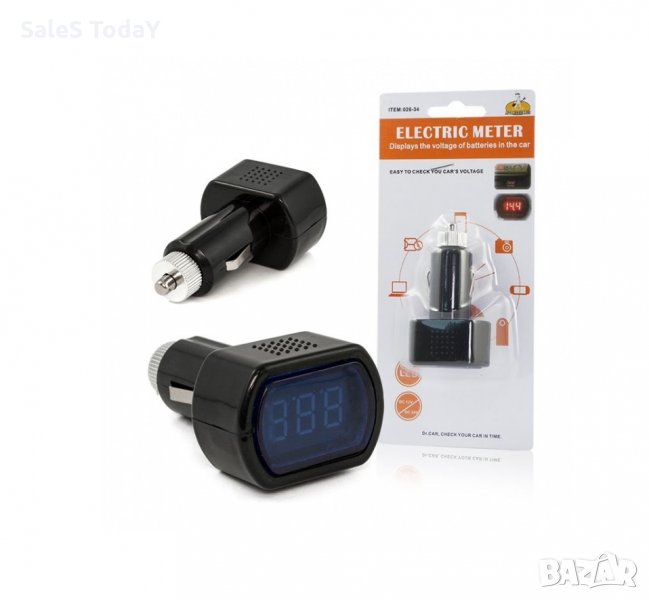 Дигитален волтметър за кола, с цифри, дисплей, 12/24V, от 8 до 30 волта, Черен, снимка 1