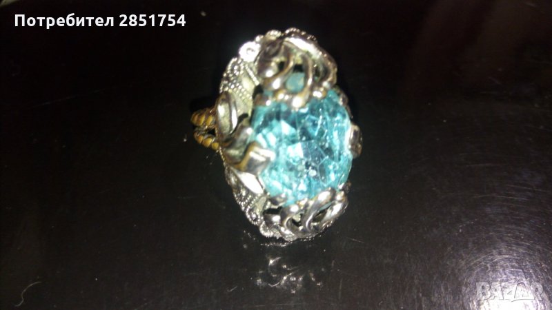 Старинен посребрен пръстен с опал , снимка 1