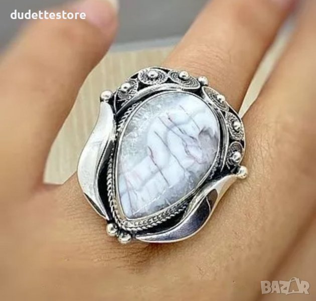 Голям сребърен пръстен с опал, снимка 1