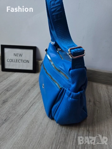 Нова дамска чанта в син цвят с дръжка от плат на намаление, снимка 4 - Чанти - 53205228