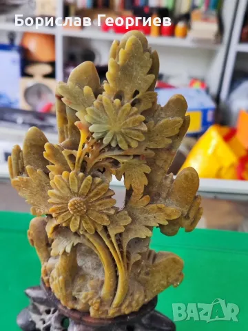 Статуетка цветя от сапунен камък, снимка 3 - Антикварни и старинни предмети - 50204552