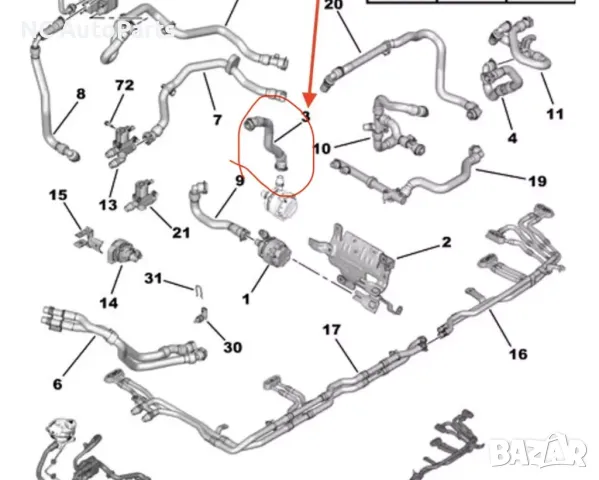 Маркуч Тръба за охладителна течност за Opel Опел Мока Електрик ZKX ZK01 9826176580 2024, снимка 6 - Части - 49084746