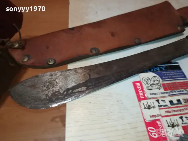 МАЧЕТЕ-СТАРО МАЧЕТЕ С ПЕЧАТ+СТАРА КОЖЕНА КАНИЯ 1205251904LCHERY, снимка 4 - Антикварни и старинни предмети - 50258175