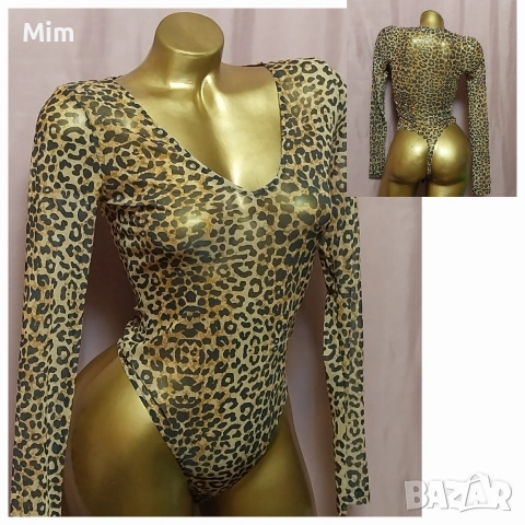 S/M Боди анимал принт от еластичен, прозрачен тюл 