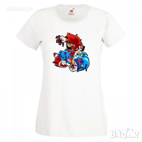 Дамска тениска Mario Zombie VS Sonic Zombie Игра,Изненада,Подарък,Празник,Повод, снимка 4 - Тениски - 37238635