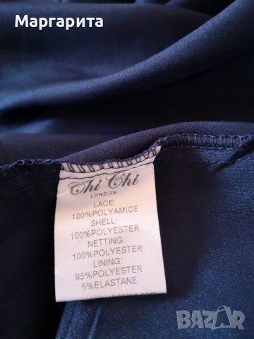 Елегантна тъмносиня рокля с бродерия Chi Chi London Curve, снимка 6 - Рокли - 40060176
