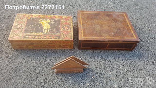 Дървена кутия 2бр и салфетник, снимка 1 - Антикварни и старинни предмети - 39753317