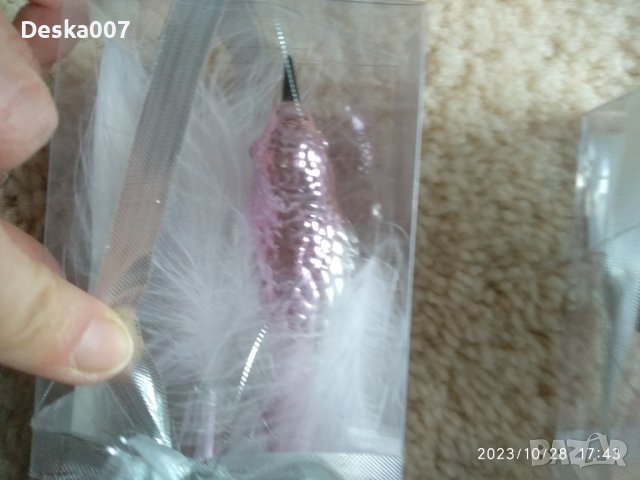 4 бр Коледни птички с пух , снимка 2 - Декорация за дома - 42758003