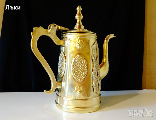 Персийска кана,чайник с апликации 1.11 кг. , снимка 4 - Антикварни и старинни предмети - 30296233