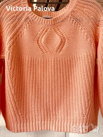 Кроп пуловер реглан в  нюанс „Peach Fuzz“ , снимка 7 - Блузи с дълъг ръкав и пуловери - 53957852