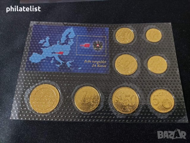 Австрия 2002 - позлатен Евро Сет, снимка 2 - Нумизматика и бонистика - 42491379