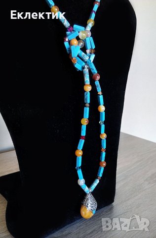 Колие от тюркоаз, снимка 3 - Колиета, медальони, синджири - 37893044