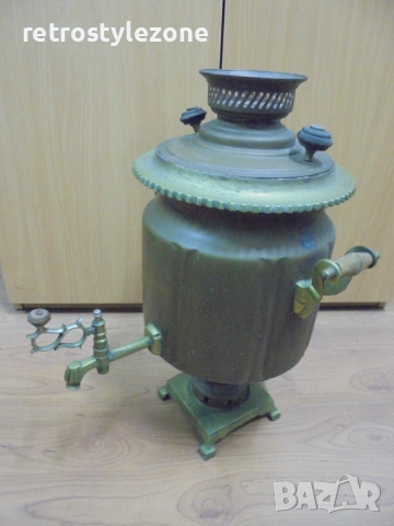 № 8556 Старинен самовар от мед и месинг – колекционерска находка   , снимка 2 - Антикварни и старинни предмети - 54058709