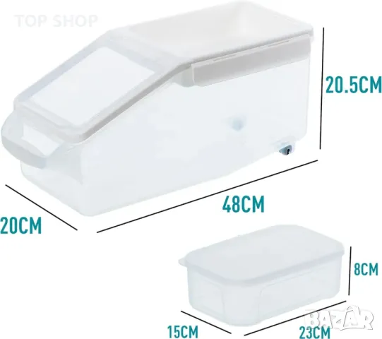 Citylife Контейнер за съхранение на храна за домашни любимци, с колелца и чаша, херметичен, бял, L, снимка 2 - За кучета - 49500315